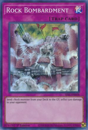 Rock Bombardment (SESL-EN058) - Super Rare - 1st Edition - Secret Slayers