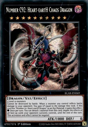 Number C92: Heart-eartH Chaos Dragon (BLAR-EN069) - Secret Rare - 1st Edition - Battles of Legend: Armageddon