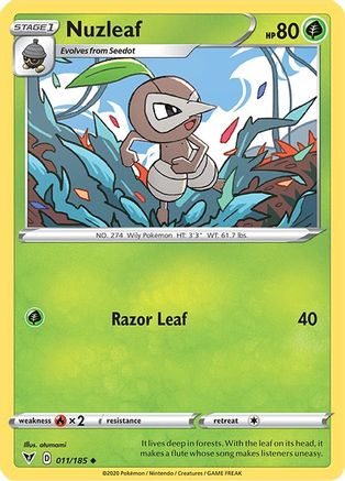Nuzleaf 11/185  - Uncommon - SWSH04: Vivid Voltage