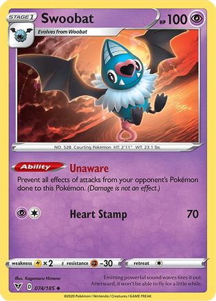 Swoobat 74/185  - Uncommon - SWSH04: Vivid Voltage