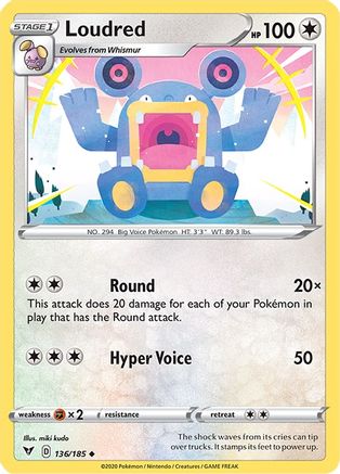 Loudred 136/185  - Uncommon - SWSH04: Vivid Voltage
