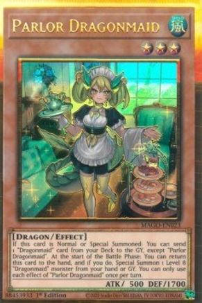 Parlor Dragonmaid (MAGO-EN023) - Premium Gold Rare - 1st Edition - Maximum Gold
