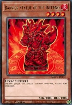Barrier Statue of the Inferno (MAGO-EN113) - Rare - Maximum Gold