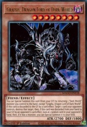 Grapha, Dragon Lord of Dark World (MAGO-EN118) - Rare - 1st Edition - Maximum Gold