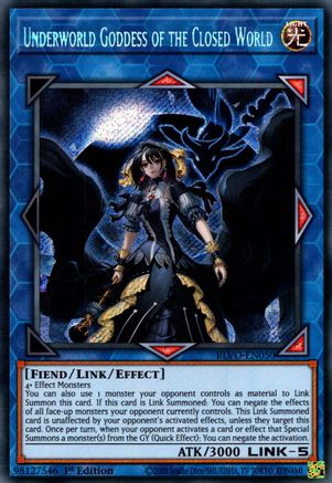 Underworld Goddess of the Closed World (BLVO-EN050) - Secret Rare - 1st Edition - Blazing Vortex