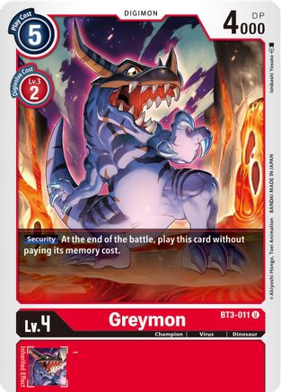 Greymon - BT3-011 (BT3-011)  Uncommon - Release Special Booster 1.5
