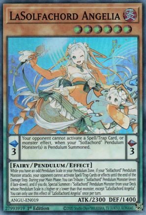 LaSolfachord Angelia (ANGU-EN019) - Super Rare - 1st Edition - Ancient Guardians