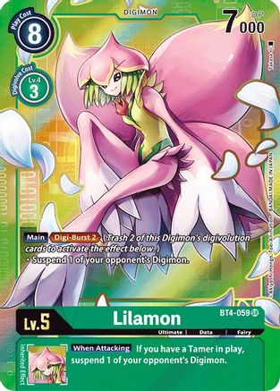 Lilamon (Alternate Art) (BT4-059) Foil Super Rare - Great Legend