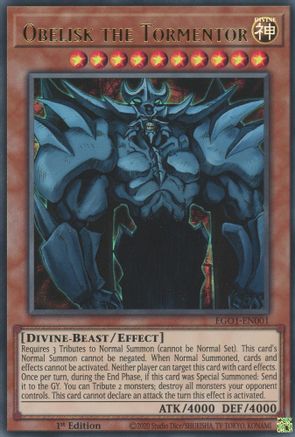 Obelisk the Tormentor (EGO1-EN001) - Ultra Rare - 1st Edition - Egyptian God Deck: Obelisk the Tormentor