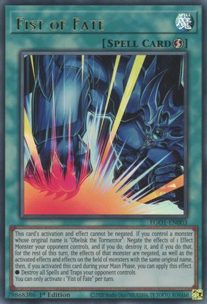 Fist of Fate (EGO1-EN003) - Ultra Rare - 1st Edition - Egyptian God Deck: Obelisk the Tormentor