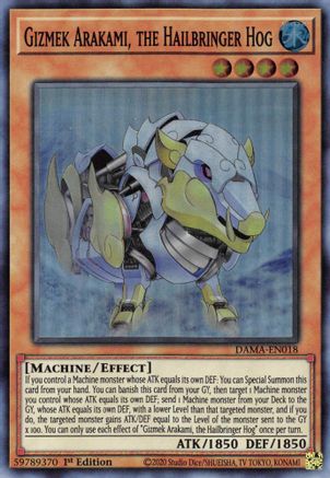 Gizmek Arakami, the Hailbringer Hog (DAMA-EN018) - Super Rare - Dawn of Majesty