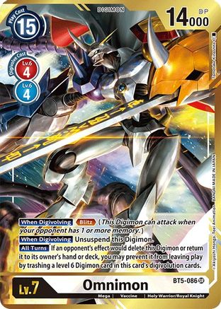 Omnimon (Alternate Art - Tomotake Kinoshita) (BT5-086) Foil Super Rare - Battle of Omni