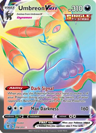 Umbreon VMAX (Secret) 214/203 Holofoil - Secret Rare - SWSH07: Evolving Skies