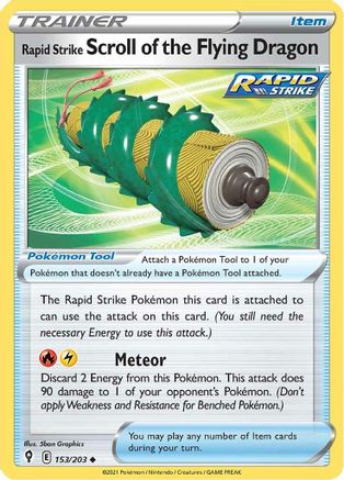 Rapid Strike Scroll of the Flying Dragon 153/203  - Uncommon - SWSH07: Evolving Skies