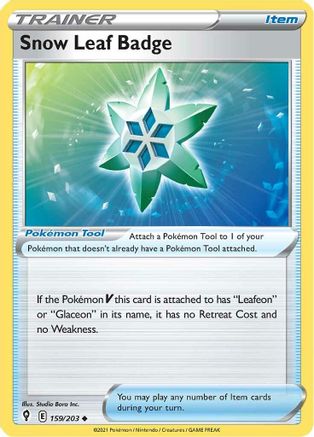 Snow Leaf Badge 159/203  - Uncommon - SWSH07: Evolving Skies