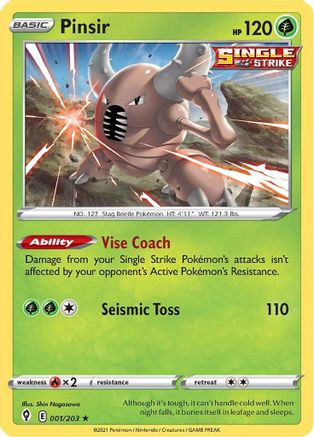 Pinsir 1/203  - Rare - SWSH07: Evolving Skies
