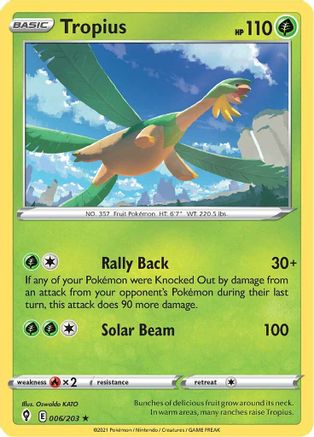 Tropius 6/203  - Rare - SWSH07: Evolving Skies