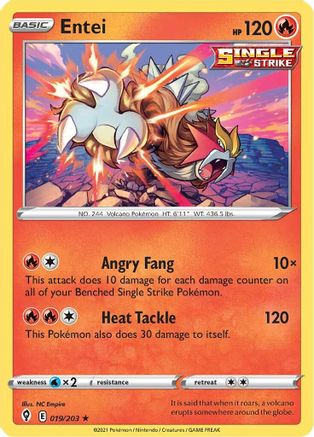 Entei 19/203 Holofoil - Holo Rare - SWSH07: Evolving Skies