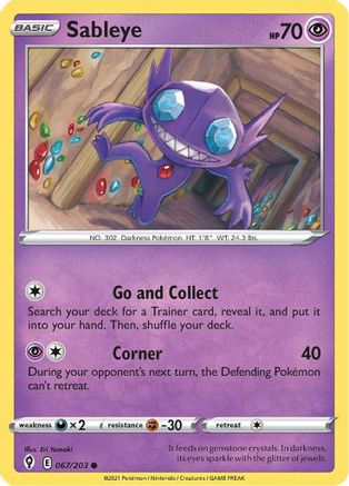 Sableye 67/203  - Common - SWSH07: Evolving Skies