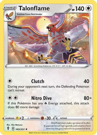 Talonflame 140/203  - Rare - SWSH07: Evolving Skies