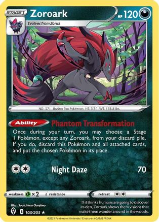 Zoroark 103/203 Holofoil - Holo Rare - SWSH07: Evolving Skies