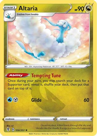 Altaria 106/203  - Rare - SWSH07: Evolving Skies