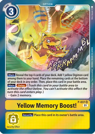 Yellow Memory Boost! (P-037) Foil Super Rare - Digimon Promotion Cards