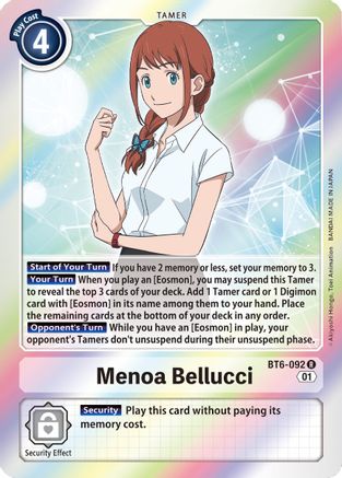Menoa Bellucci (BT6-092) Foil Rare - Double Diamond