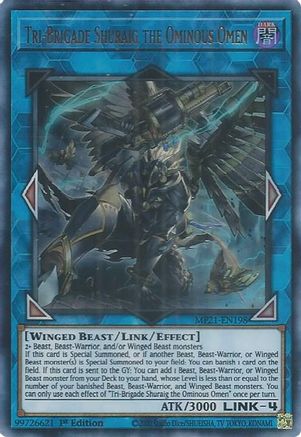 Tri-Brigade Shuraig the Ominous Omen (MP21-EN198) - Ultra Rare - 1st Edition - 2021 Tin of Ancient Battles