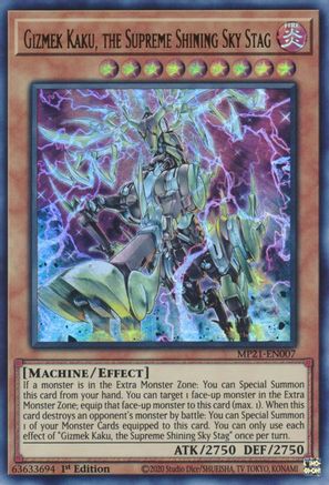Gizmek Kaku, the Supreme Shining Sky Stag (MP21-EN007) - Ultra Rare - 1st Edition - 2021 Tin of Ancient Battles
