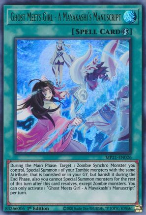 Ghost Meets Girl - A Mayakashi's Manuscript (MP21-EN026) - Ultra Rare - 1st Edition - 2021 Tin of Ancient Battles