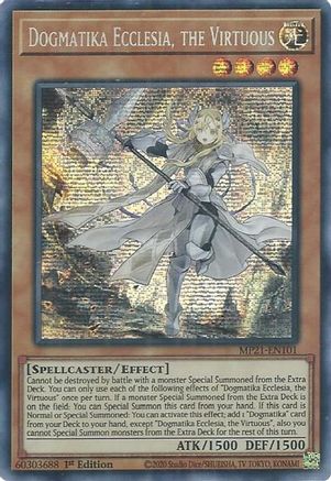 Dogmatika Ecclesia, the Virtuous (MP21-EN101) - Prismatic Secret Rare - 1st Edition - 2021 Tin of Ancient Battles