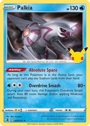 Palkia 4/25 Holofoil - Holo Rare - Celebrations