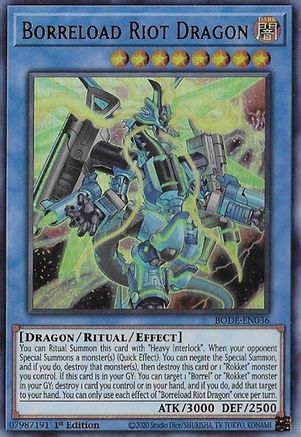 Borreload Riot Dragon (BODE-EN036) - Ultra Rare - 1st Edition - Burst of Destiny