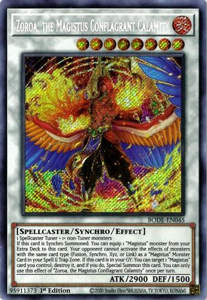 Zoroa, the Magistus Conflagrant Calamity (BODE-EN045) - Secret Rare - 1st Edition - Burst of Destiny