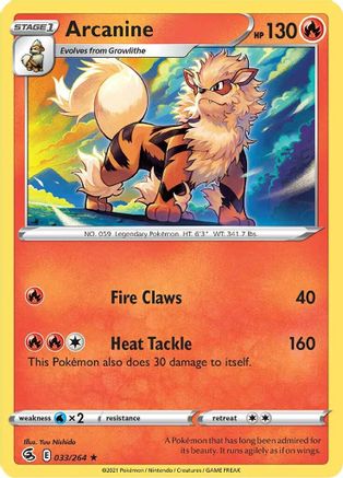 Arcanine 33/264  - Rare - SWSH08: Fusion Strike