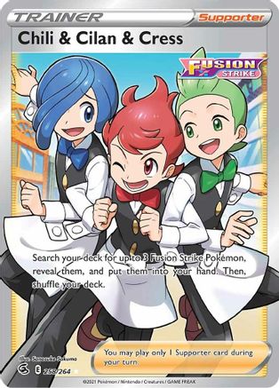 Chili & Cilan & Cress (Full Art) 258/264 Holofoil - Ultra Rare - SWSH08: Fusion Strike