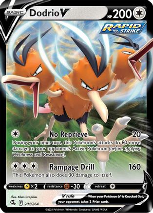 Dodrio V 201/264 Holofoil - Ultra Rare - SWSH08: Fusion Strike