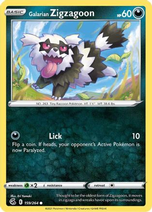 Galarian Zigzagoon 159/264  - Common - SWSH08: Fusion Strike