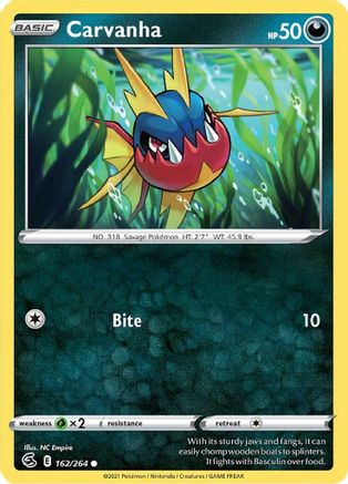Carvanha 162/264  - Common - SWSH08: Fusion Strike