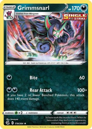 Grimmsnarl 178/264 Holofoil - Holo Rare - SWSH08: Fusion Strike