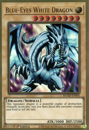 Blue-Eyes White Dragon (MGED-EN001) - Premium Gold Rare - 1st Edition - Maximum Gold: El Dorado