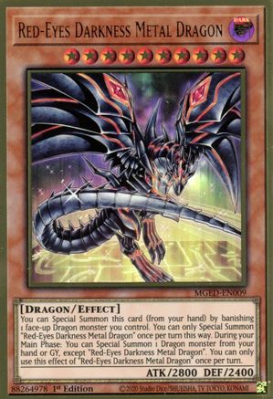 Red-Eyes Darkness Metal Dragon (Alternate Art) (MGED-EN009) - Premium Gold Rare - 1st Edition - Maximum Gold: El Dorado