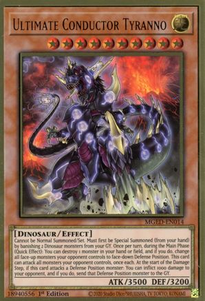 Ultimate Conductor Tyranno (MGED-EN014) - Premium Gold Rare - Maximum Gold: El Dorado
