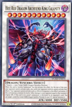 Hot Red Dragon Archfiend King Calamity (MGED-EN070) - Rare - 1st Edition - Maximum Gold: El Dorado