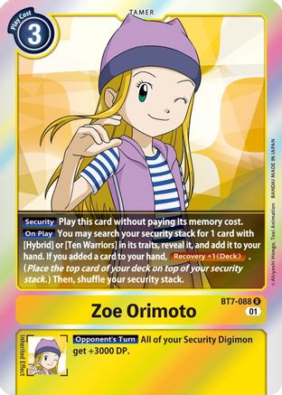 Zoe Orimoto (BT7-088) Foil Rare - Next Adventure
