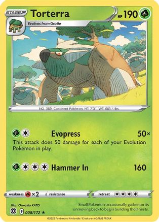 Torterra 8/172 Holofoil - Holo Rare - SWSH09: Brilliant Stars