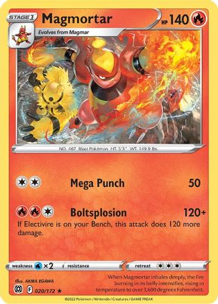 Magmortar 20/172  - Rare - SWSH09: Brilliant Stars