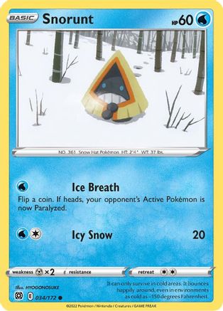 Snorunt 34/172  - Common - SWSH09: Brilliant Stars