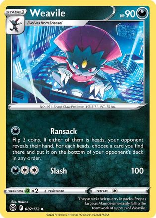 Weavile 87/172  - Uncommon - SWSH09: Brilliant Stars